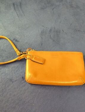 Coach Orange Leather Wristlet with Removable Strap